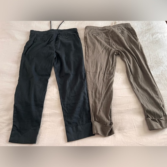 TWO James Perse linen blend drawstring cuffed trouser pants size 1 - Picture 5 of 8